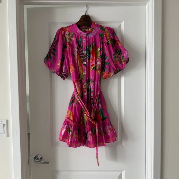 Farm Rio Printed belted cotton-blend midi dress - Picture 4 of 9